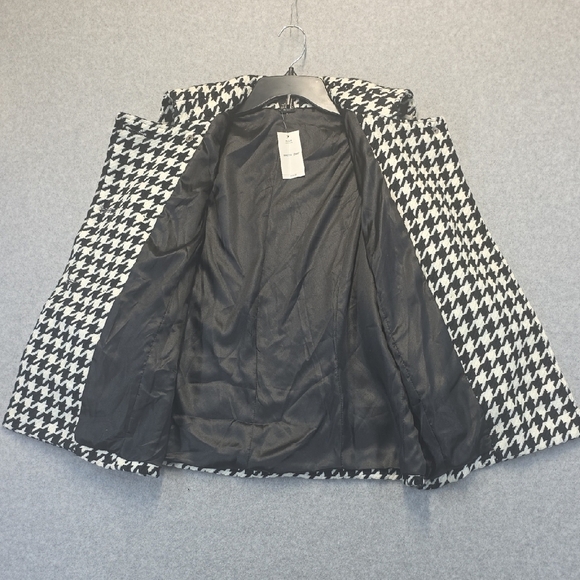 Cejon Houndstooth Cape Poncho Black White Wool Blend M/L NWT - Picture 12 of 13